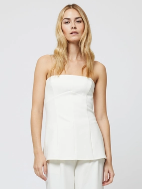 Azra Twill Strapless Top Soft Pleats Sleek Look