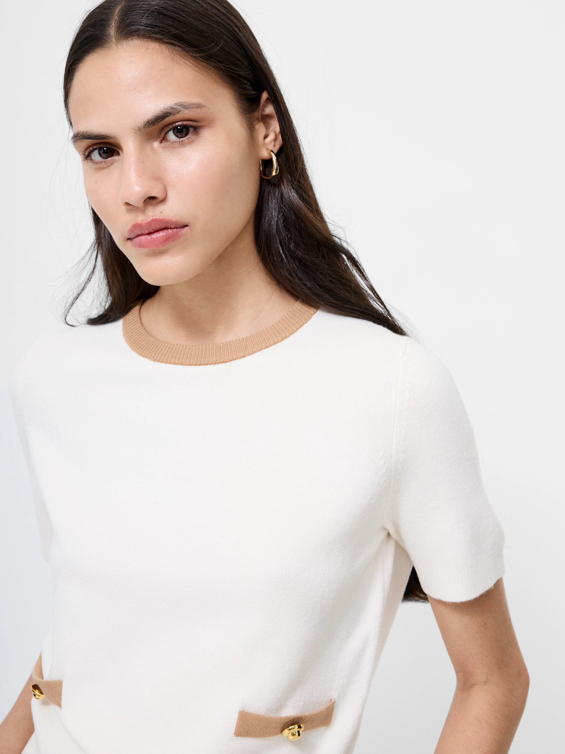 Babysoft Short Sleeve Top Layered Knit Design Autumn favorite