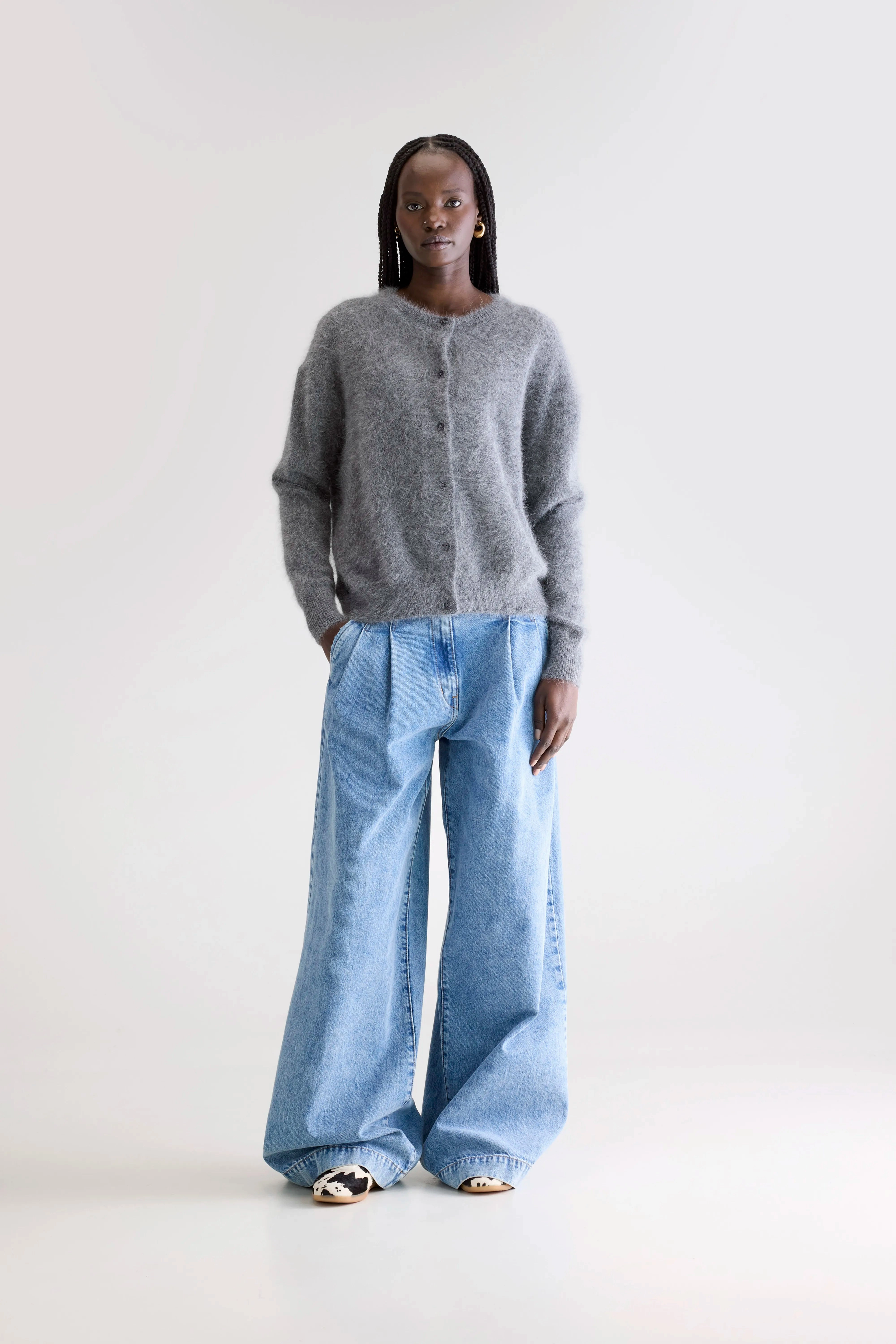 Versatile Piece Eco Friendly Fibers Dathan angora-blend cardigan (252 / W / MID GREY)