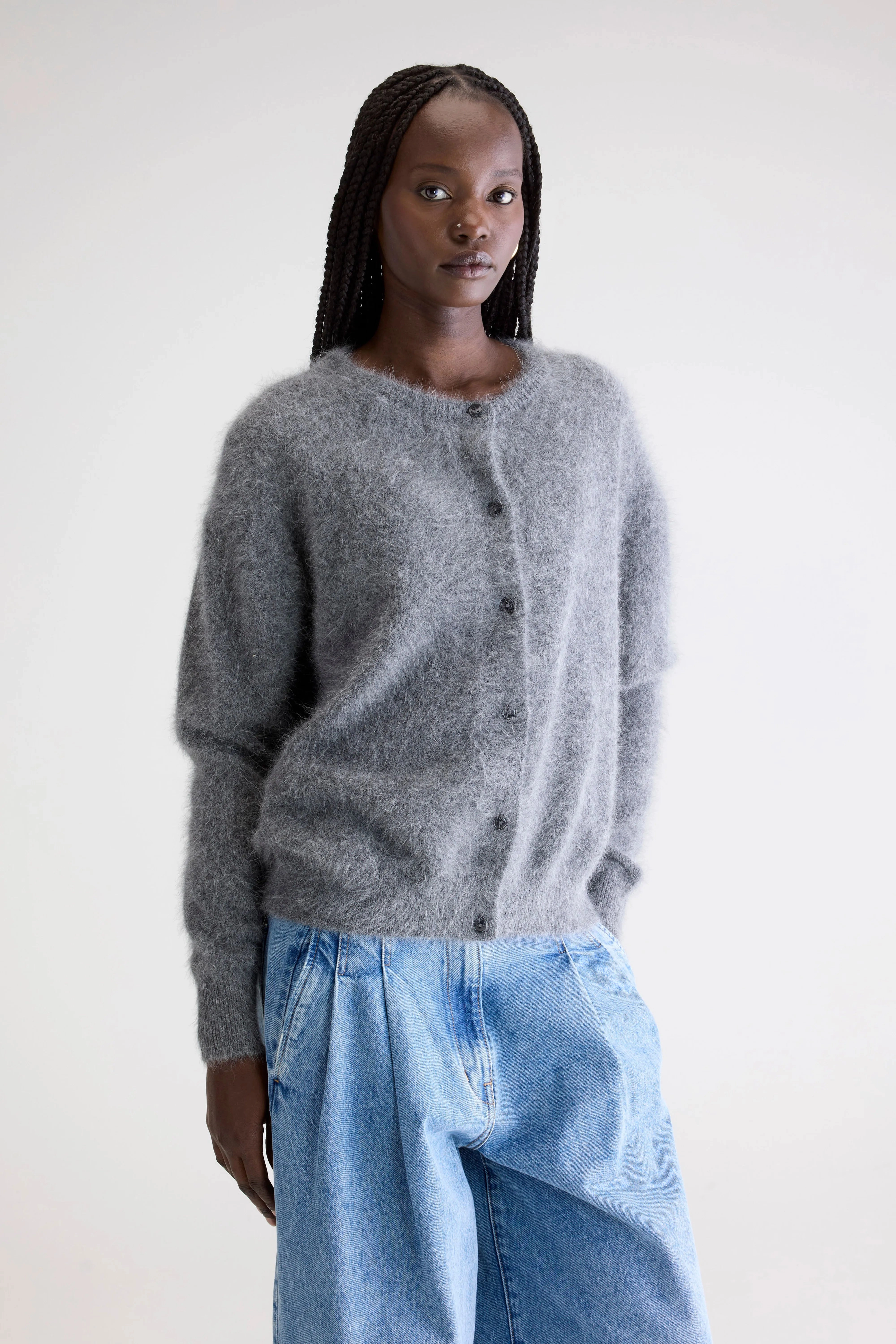 Warm Layers Dathan angora-blend cardigan (252 / W / MID GREY)