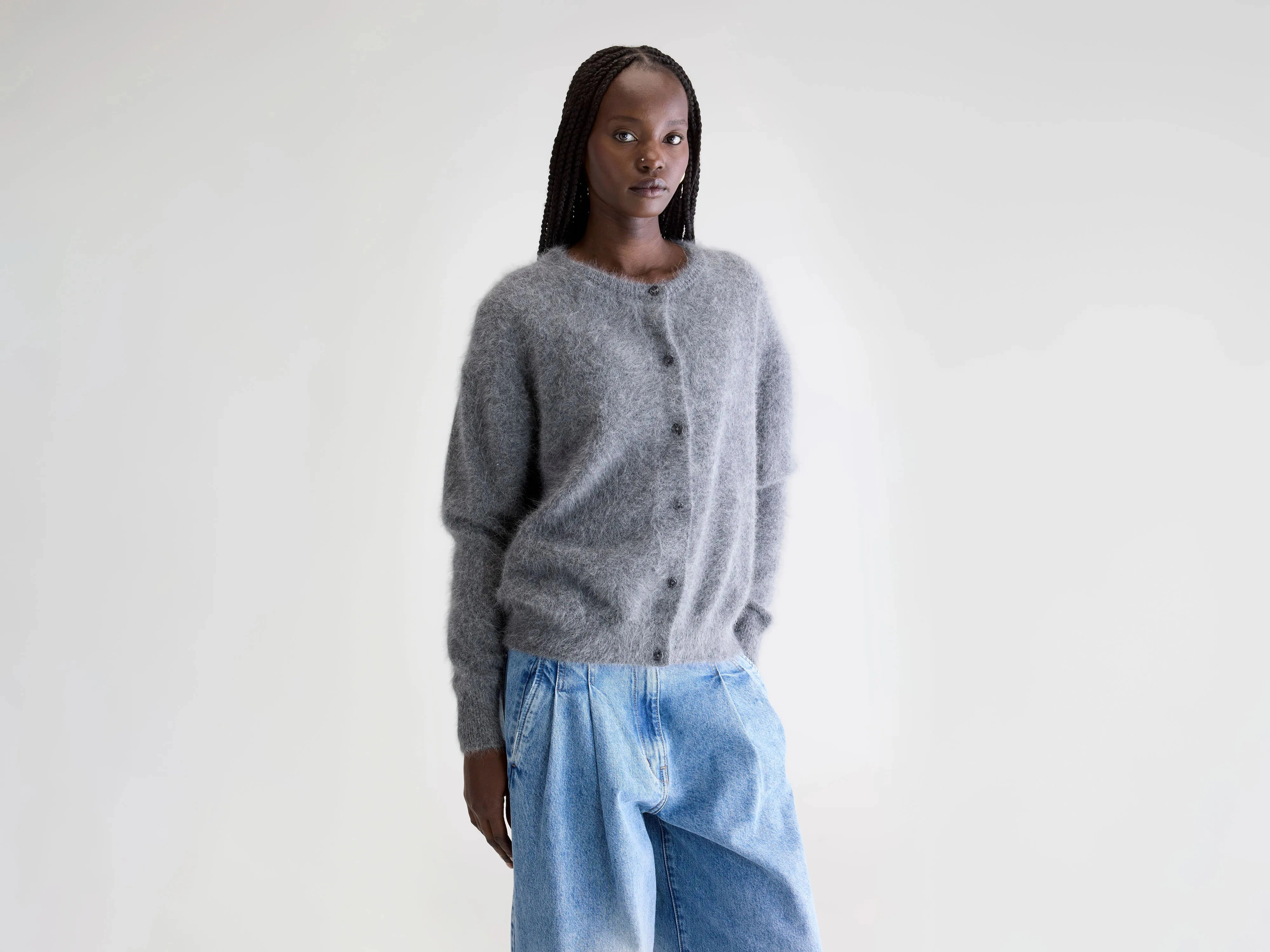 WrinkleResistant Finish Lived In Dathan angora-blend cardigan (252 / W / MID GREY)