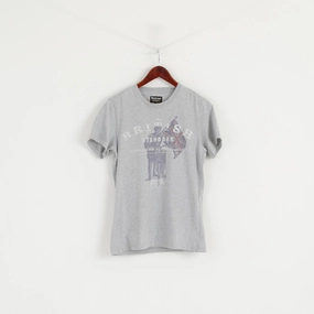 Barbour International Men S T-Shirt Grey Cotton Graphic British Standard Top Relaxed Armhole Cut