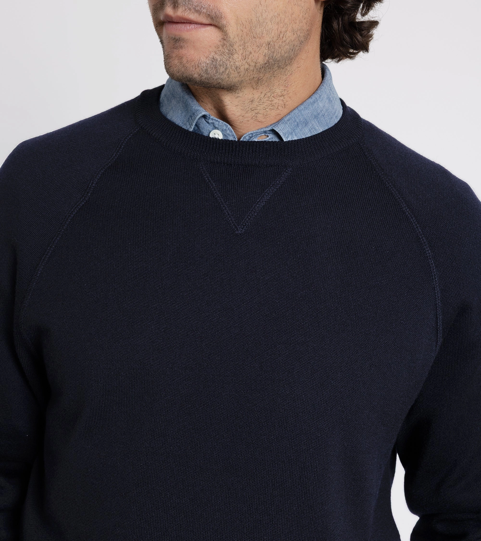 Cool Weather Daily Trend Barena Griego Basilio Merino Knit Sweatshirt: Navy