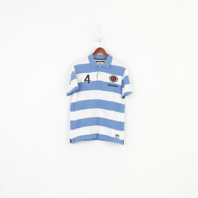 Nils Sundstr?m Men L Polo Shirt Striped Blue White Cotton Argentina Polo Team Vintage Top comfortable option ZeroWaste Production