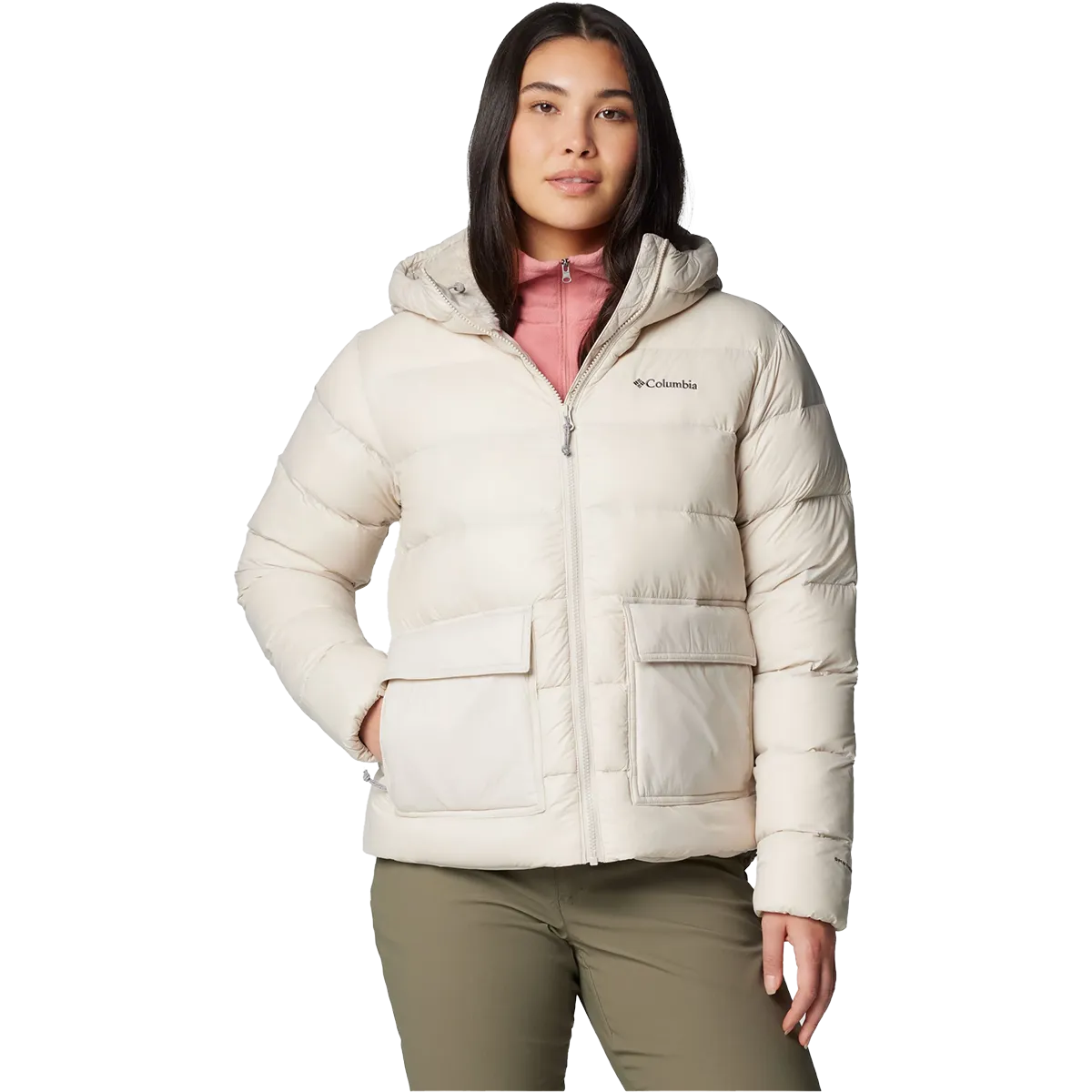 Women's Harmony Falls Hooded Down Jacket Low Profile Fasteners windy