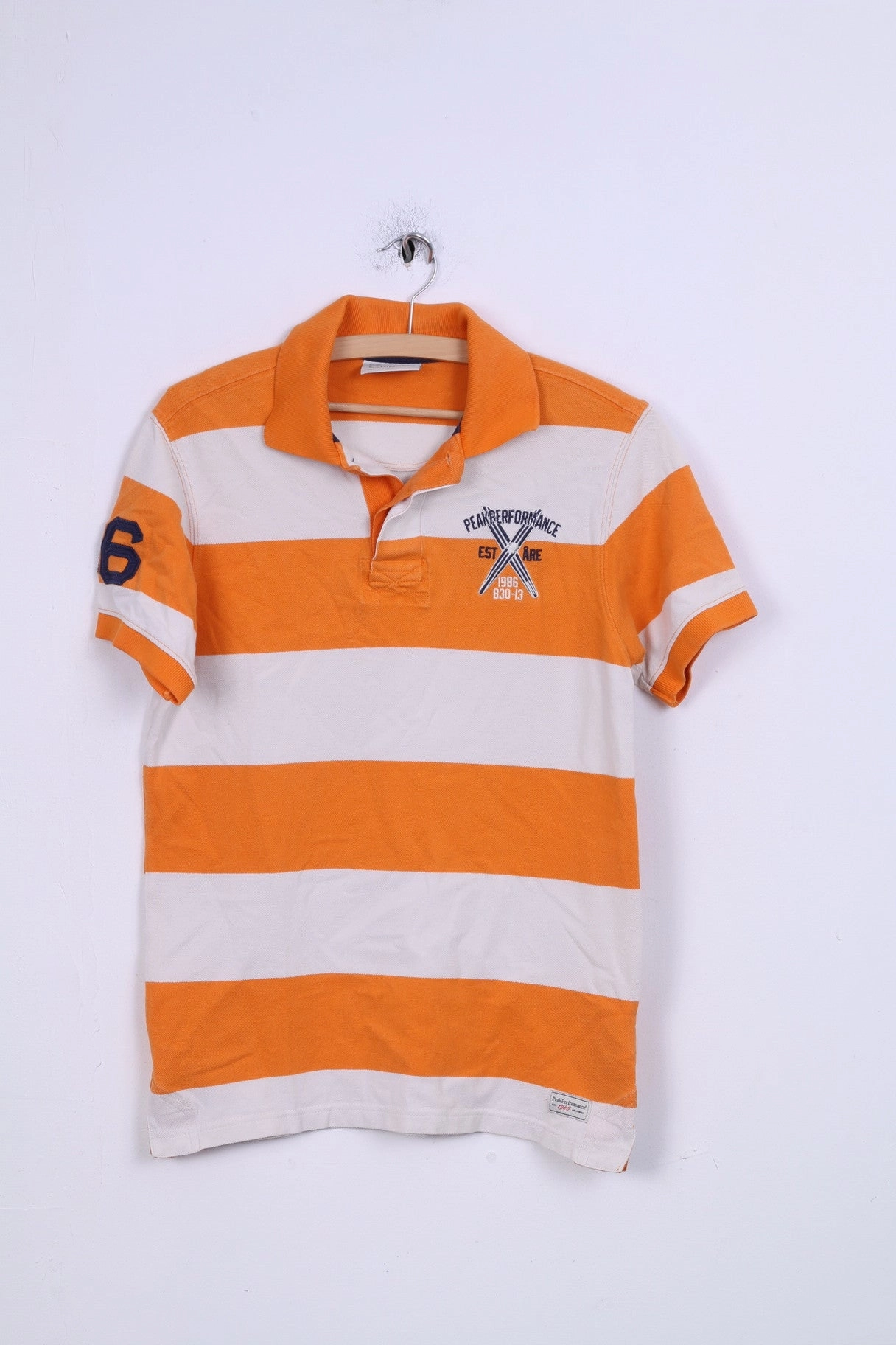 Versatile Top Peak Performance Mens S Polo Shirt Striped Orange Cotton Short Sleeve