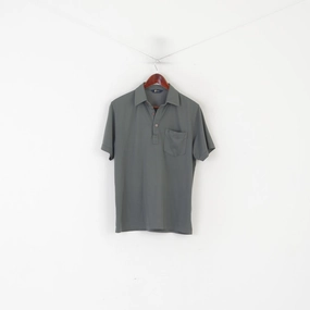 Weekend Trend Gabicci Men M Polo Shirt Khaki Shiny Pocket Detailed Buttons Retro Top