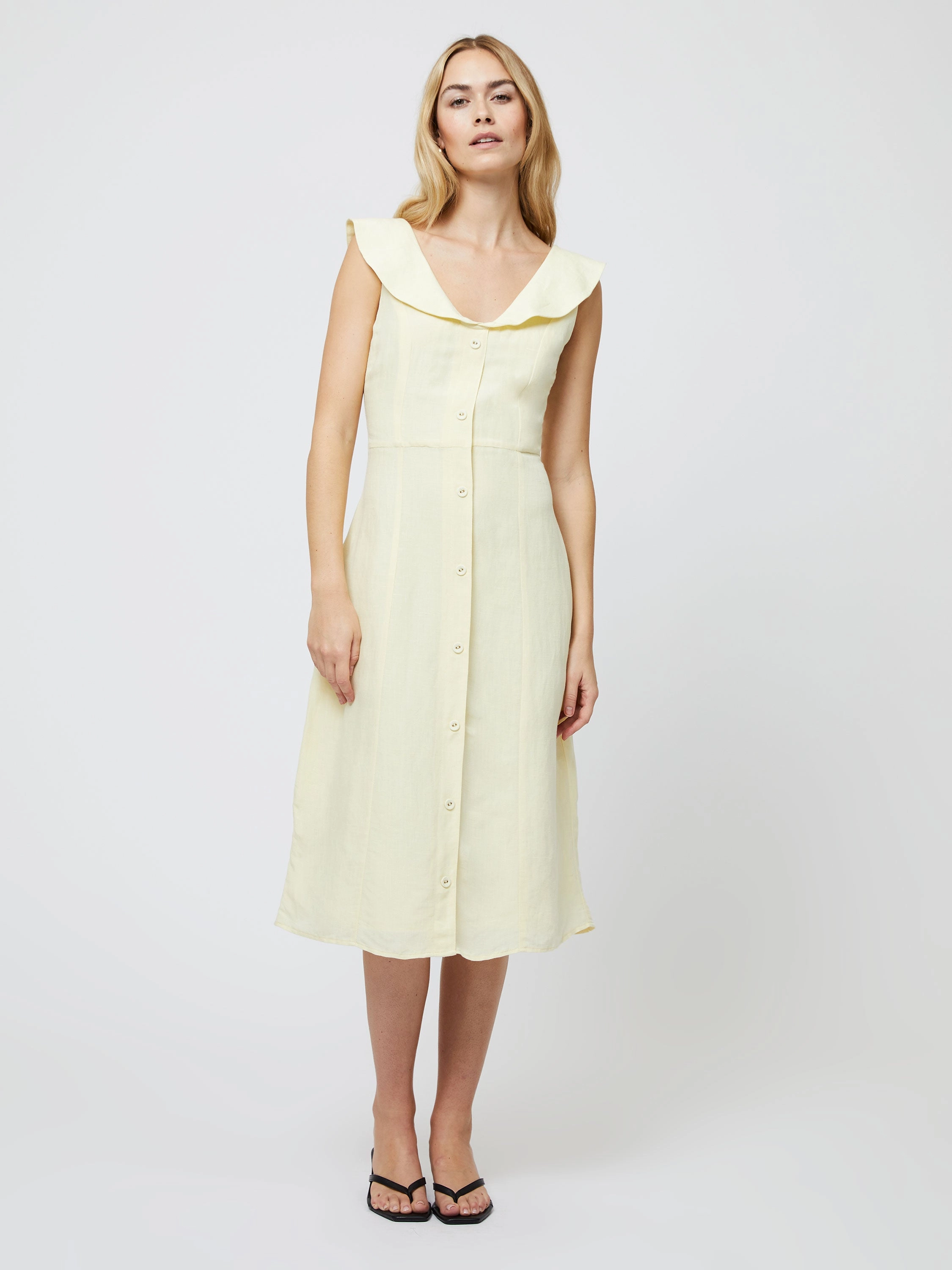 Stain-Guard-Finish Birdie Linen V-Neck Dress