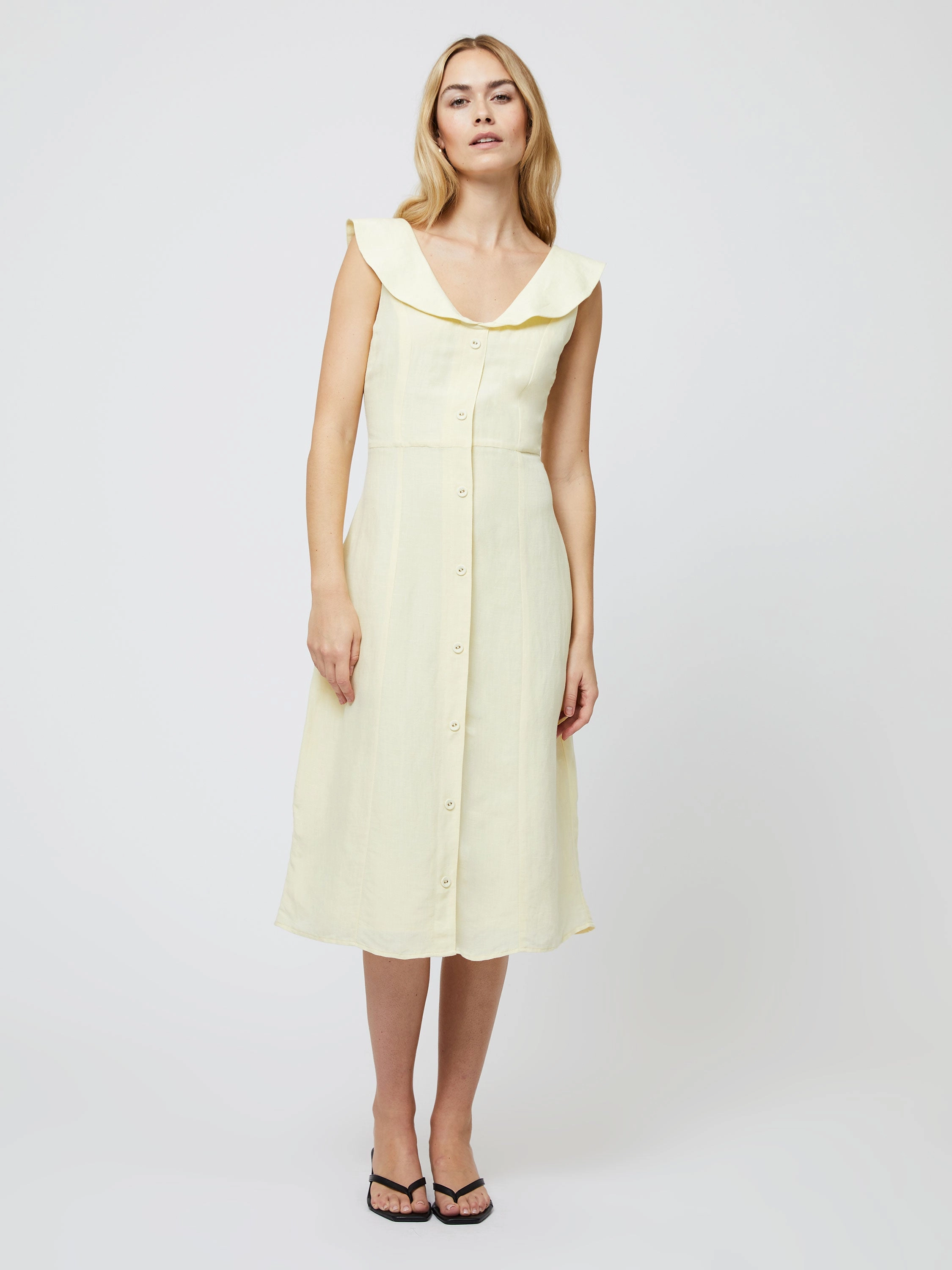 Birdie Linen V-Neck Dress Basic Cool