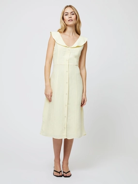 Birdie Linen V-Neck Dress Body Ease Fine Details
