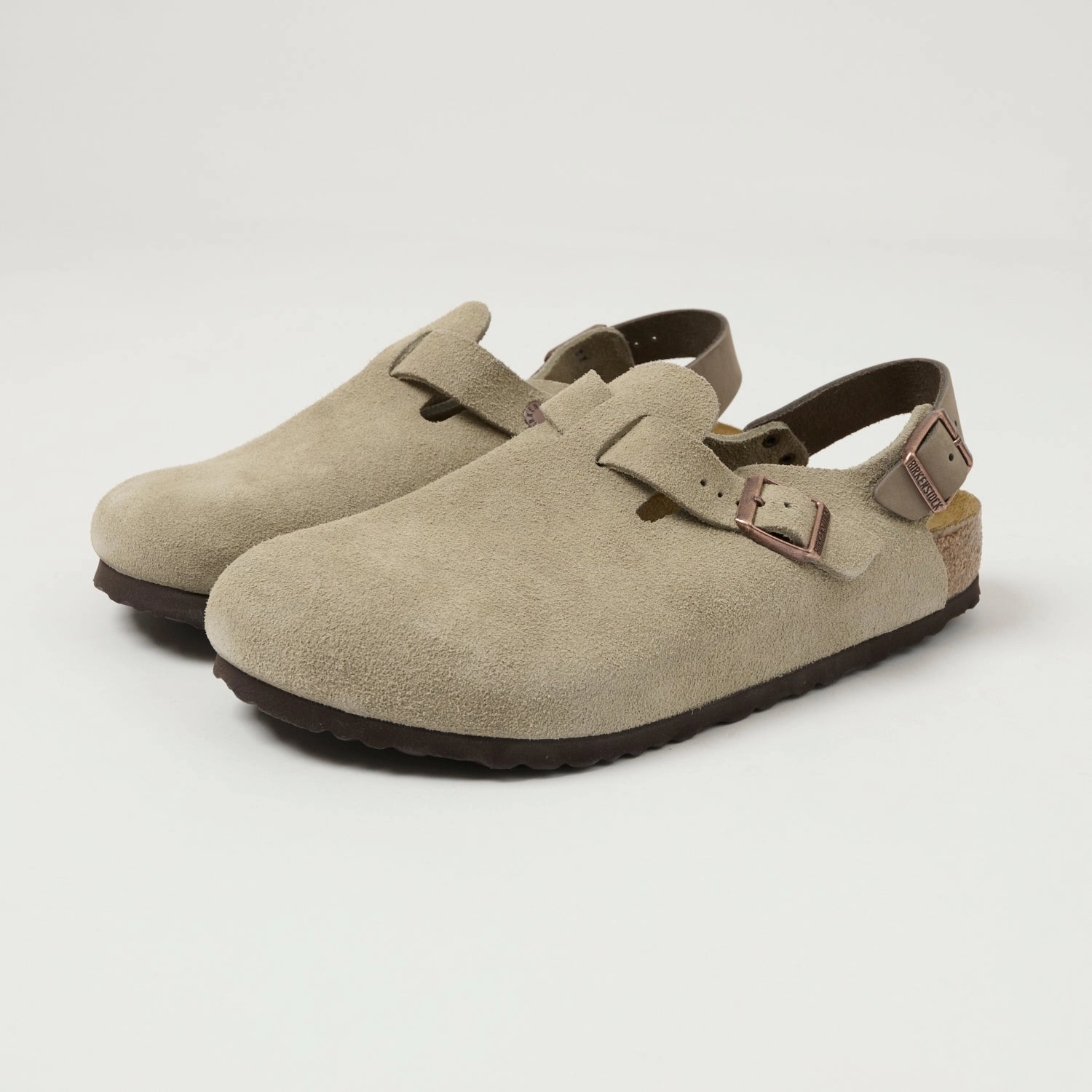 Birkenstock Tokio II Suede Shoe - Taupe Foot Massage platform sandals