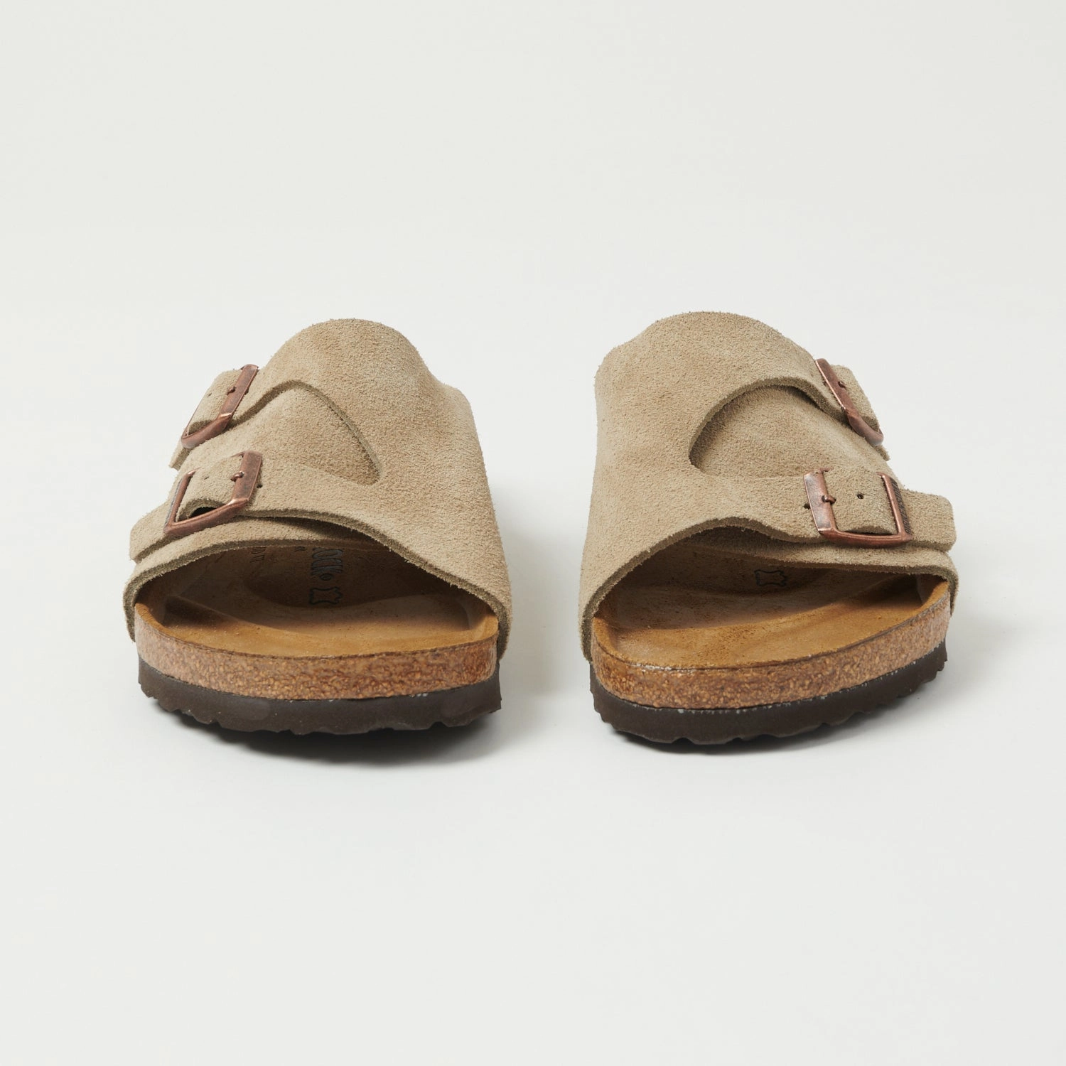 Birkenstock Z??rich Suede Leather Sandal - Taupe Ground Hug Sunny Day