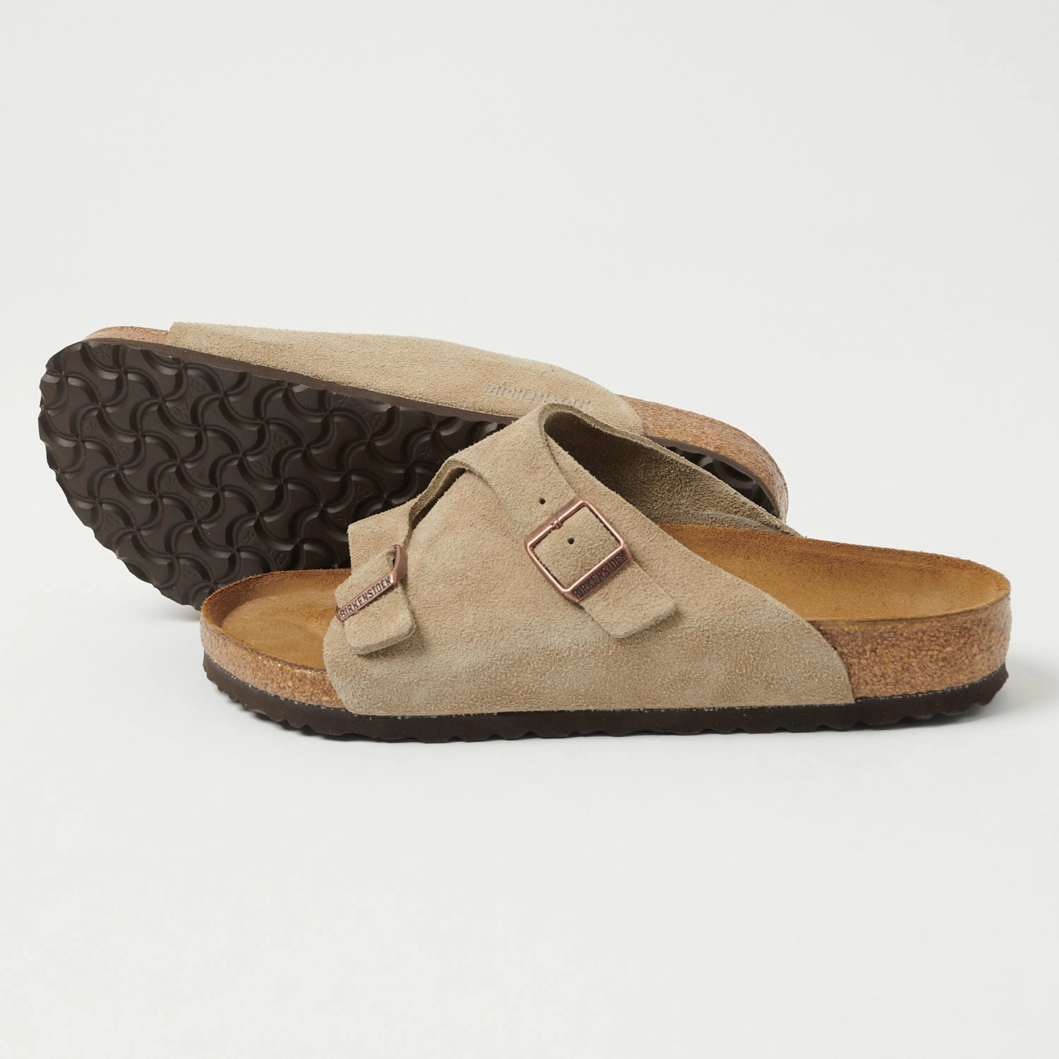 Embroidered Birkenstock Z??rich Suede Leather Sandal - Taupe