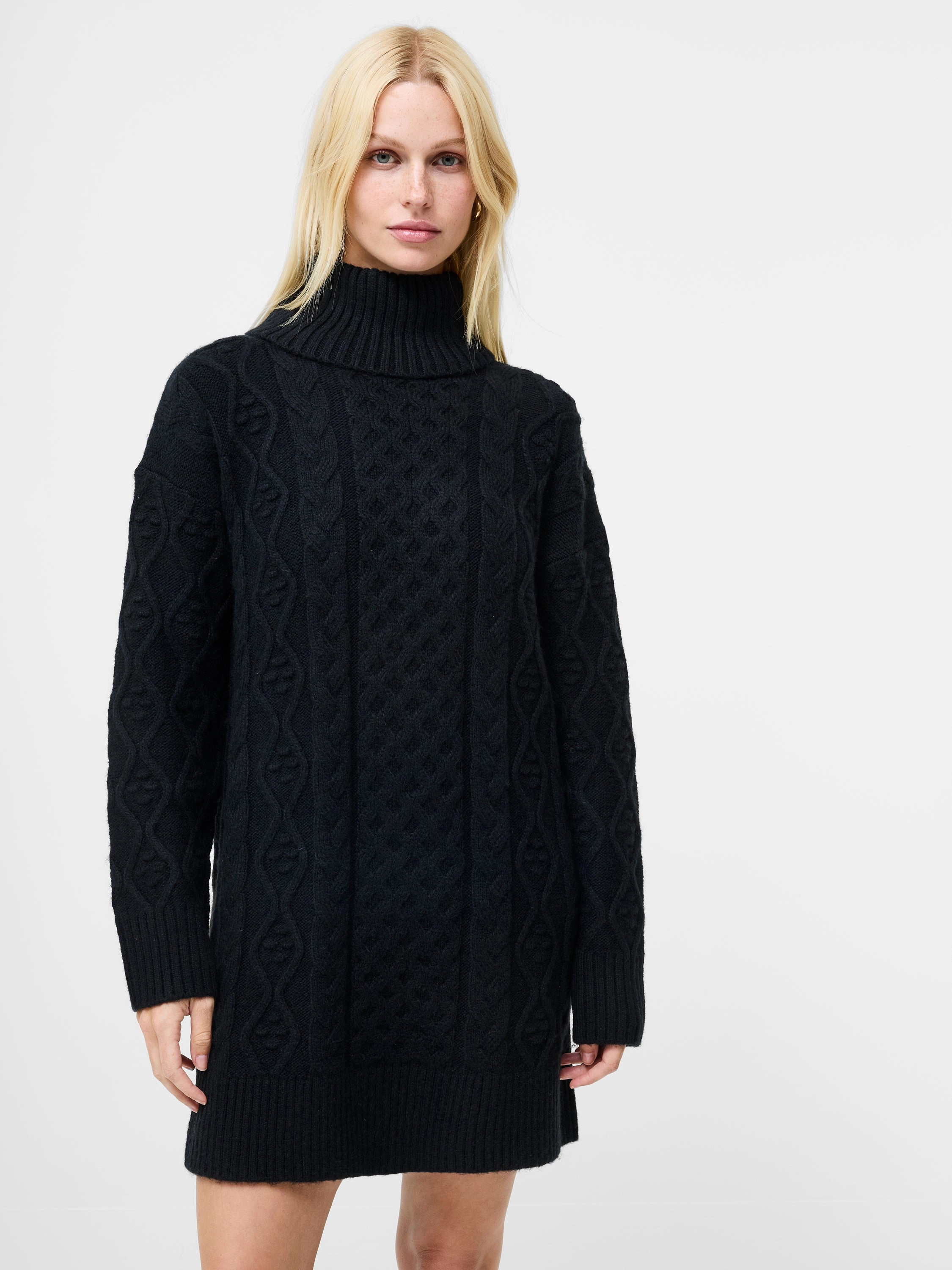 Urban Aesthetic Young Edge Makira Knit Turtleneck Mini Dress