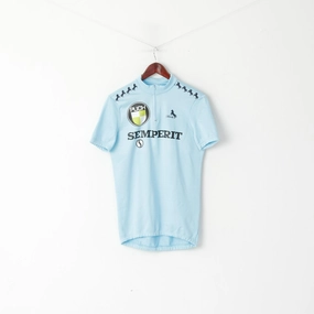 Blacky Men XL Cycling Shirt Blue Vintage Short Sleeve Made in Italy Jersey Top Travel Style