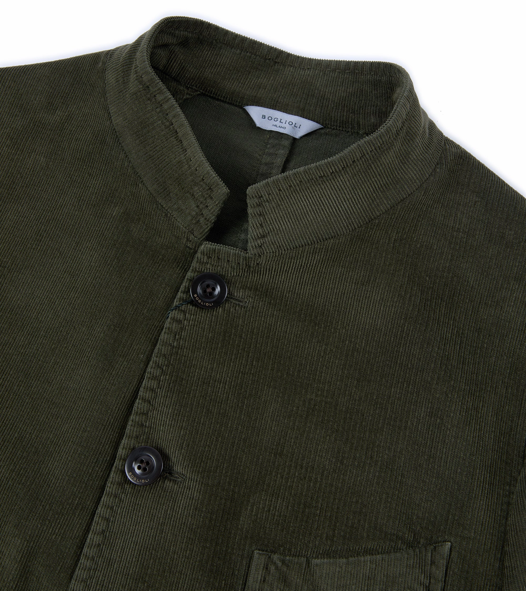 Boglioli Cotton Corduroy Gassman Jacket: Olive Odor Control Treatment