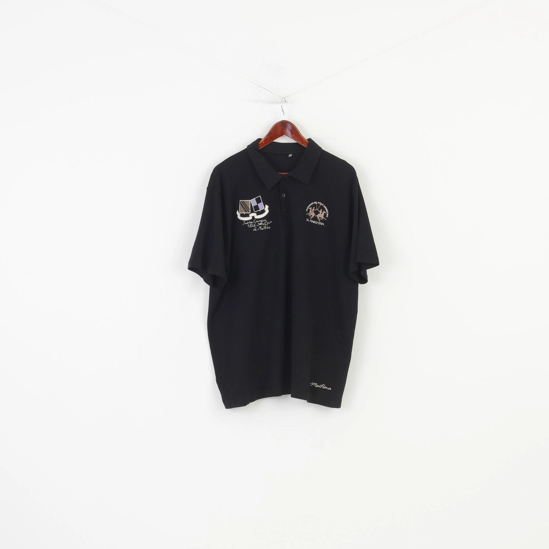 La Martina Men 3XL Polo Shirt Short Sleeve Sport Black Collar Vintage Top Pocket Reinforcement Cozy Fit Wear