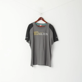 Puma Men XXL T -Shirt Gray Cotton Lewis Hamilton Mercedes Petronas Top Essential Wardrobe Reversible Design Concept