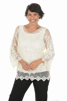 Boho Chic Crocheted Sweater Non Restrictive Silhouette Mood Wear