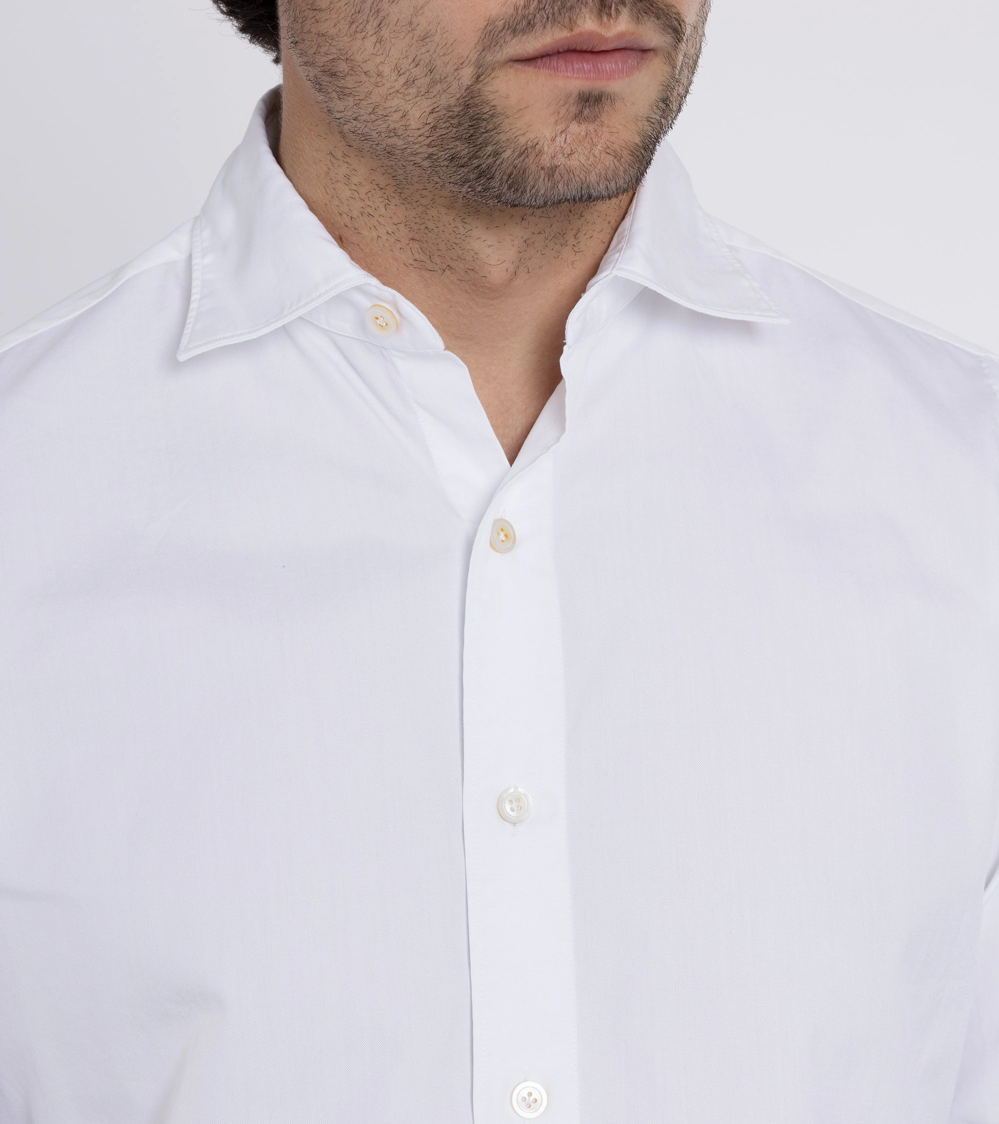 Finamore Gaeta Classic Cotton Luigi Sport Shirt: Fine Oxford White Wrinkle Resistant Material Tailored Fit