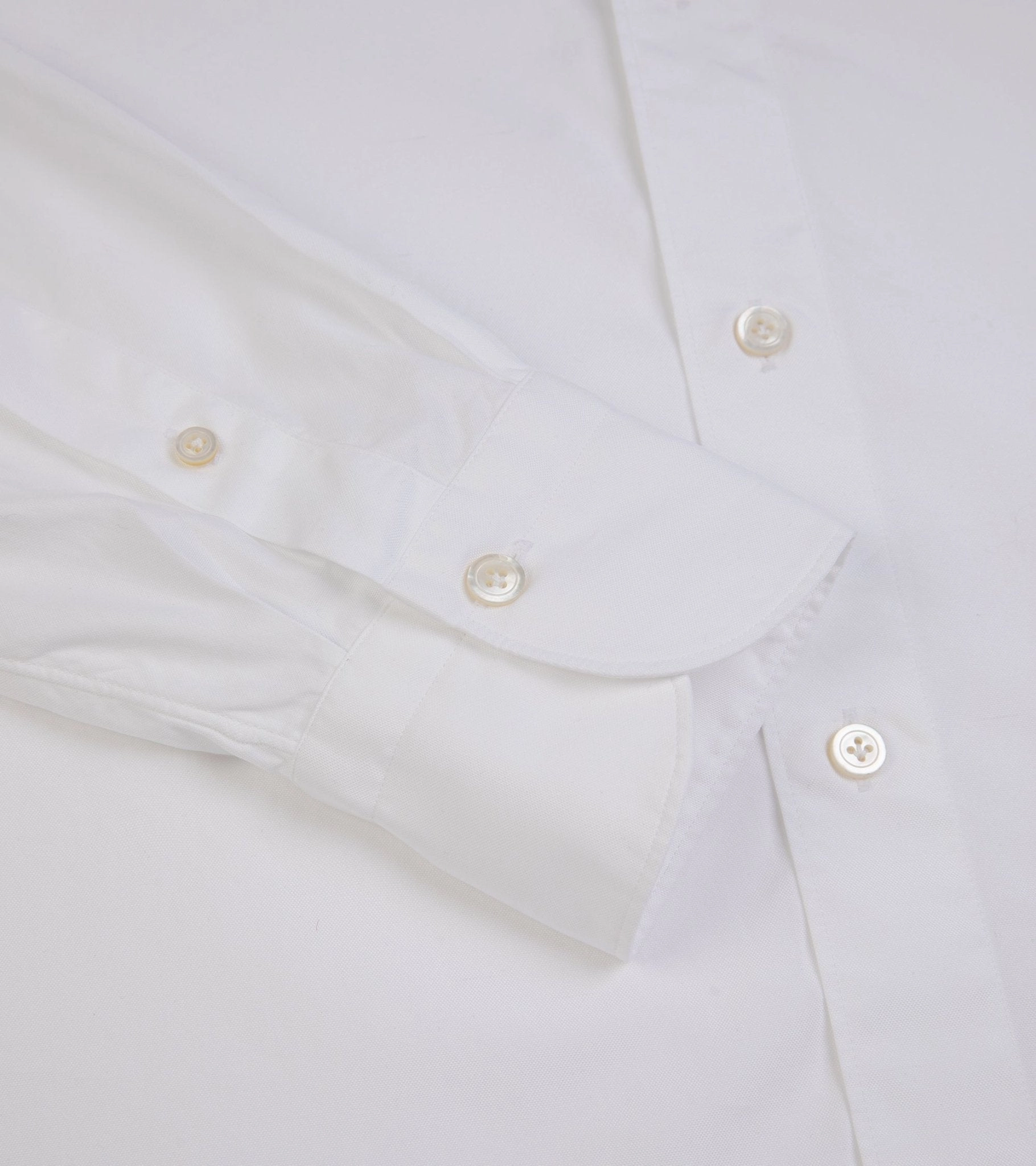 Finamore Gaeta Classic Cotton Luigi Sport Shirt: Fine Oxford White Tailored Cut Monochrome Palette