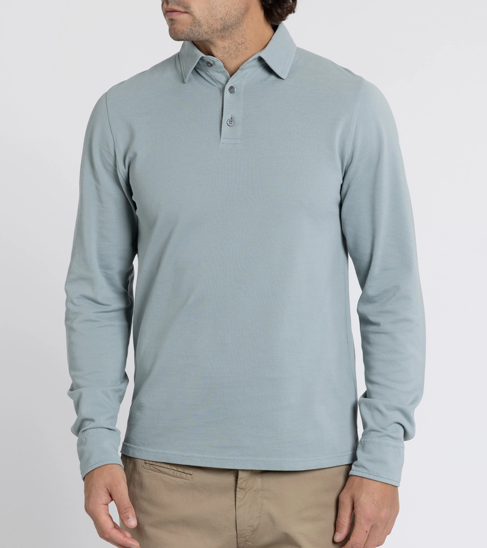 Weekend Style Urban Fashion Trunk Moxon Long Sleeve Polo Shirt: Slate Blue