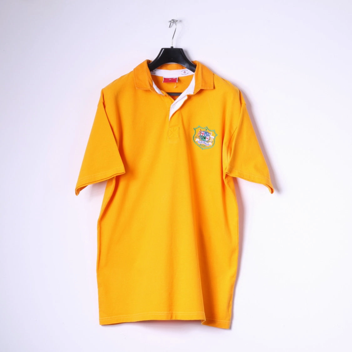 Cotton Traders Men L Polo Shirt Orange 100% Cotton Australia Rugby Top Relaxed Comfort