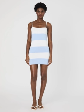 Asymmetric-Neck Bodycon Knit Mini Strappy Dress