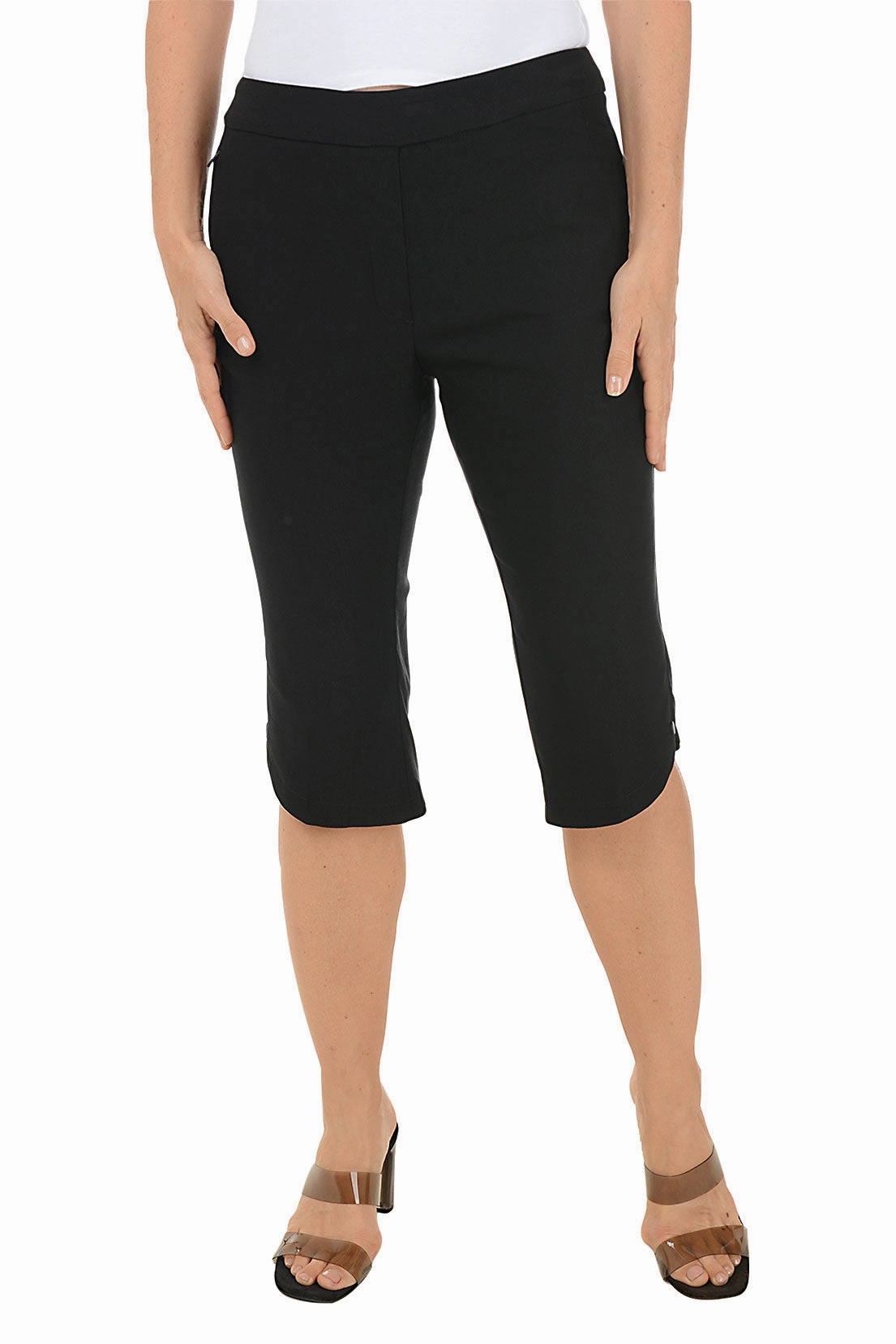 Premium Look Button Hem Flatten It Clamdigger Pant