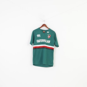 Canterbury Men M T-Shirt Green Sport Training Vintage Leicester Tigers 1880 CAT Top Breathable apparel