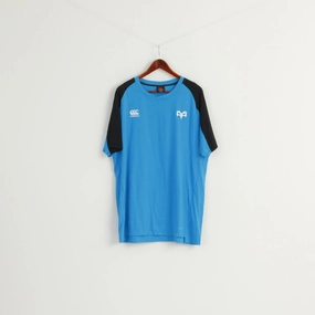 Multi Panel Design Active Layers Canterbury Men XXL Shirt Blue Cotton OSPREYS Rugby Lovell New Zealand Sport Top
