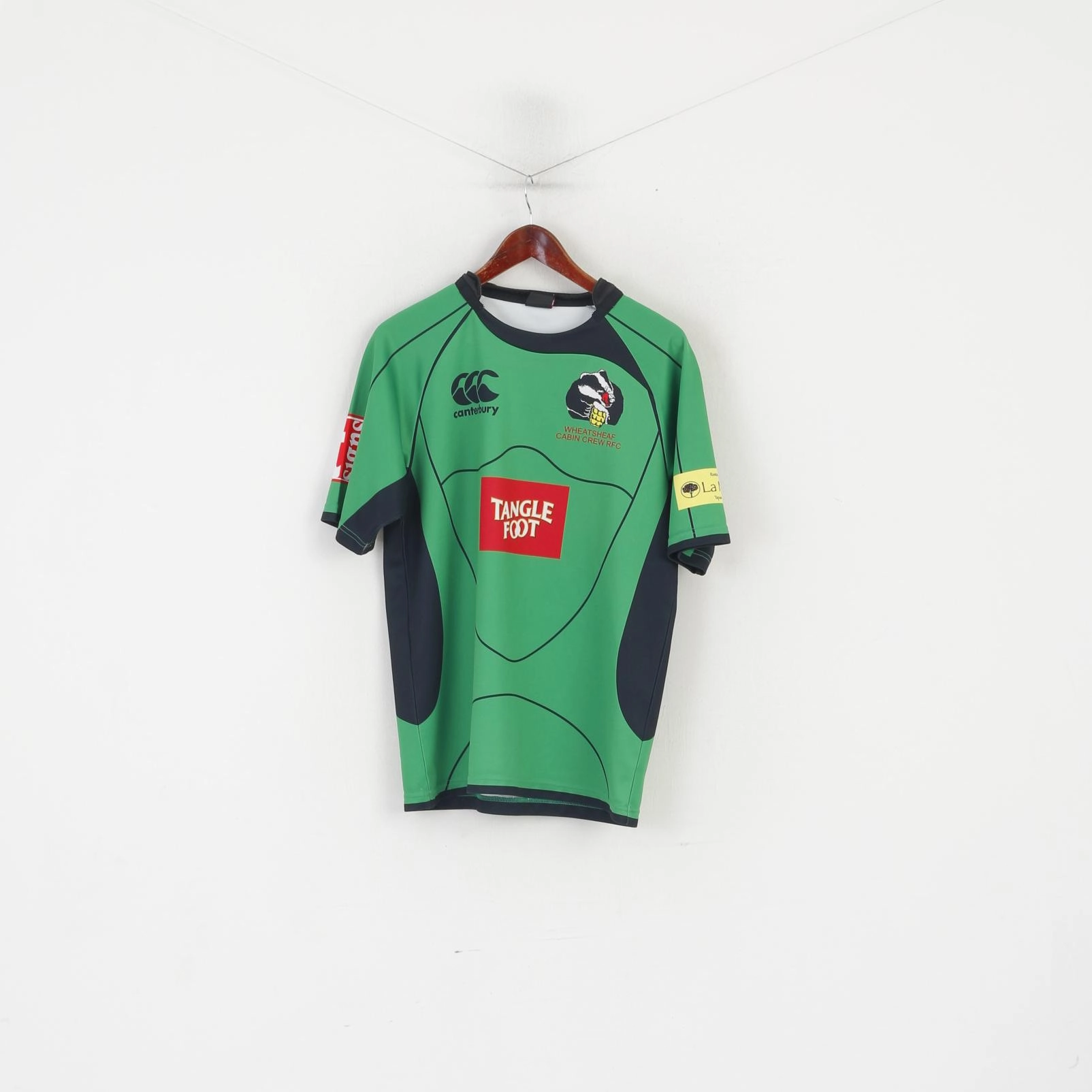 Flattering Cut Canterbury Of New Zealand Men M Shirt Green Wheatsheaf Cabin Crew RFC #6 Jersey Top