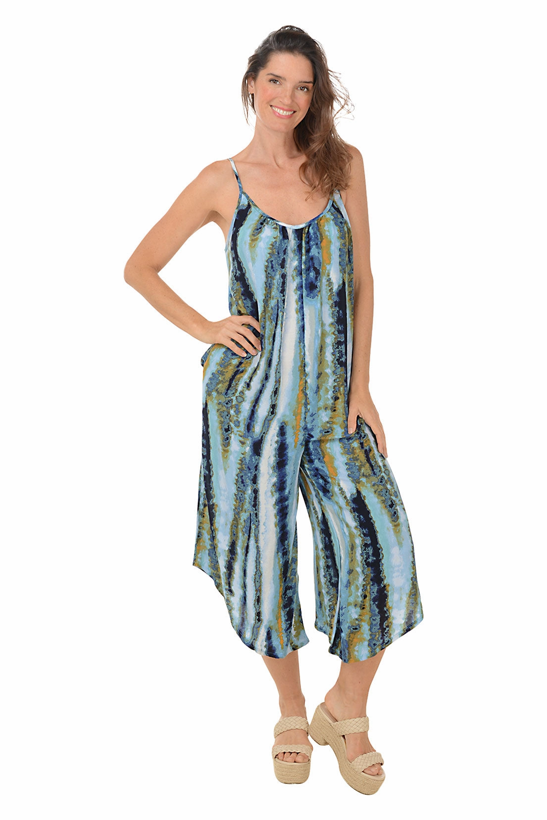 Summer Fashion Ergonomic Contour Design Cascada Wide Leg Jumpsuit