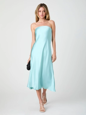 Subtle Finish Strapless Cowl Back Midi Dress