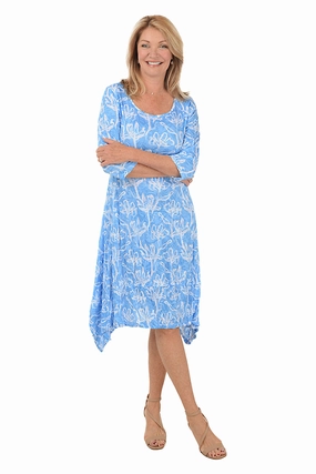 Trend Appeal Fit For All Blue Lily Shark Bite Crinkle Dress