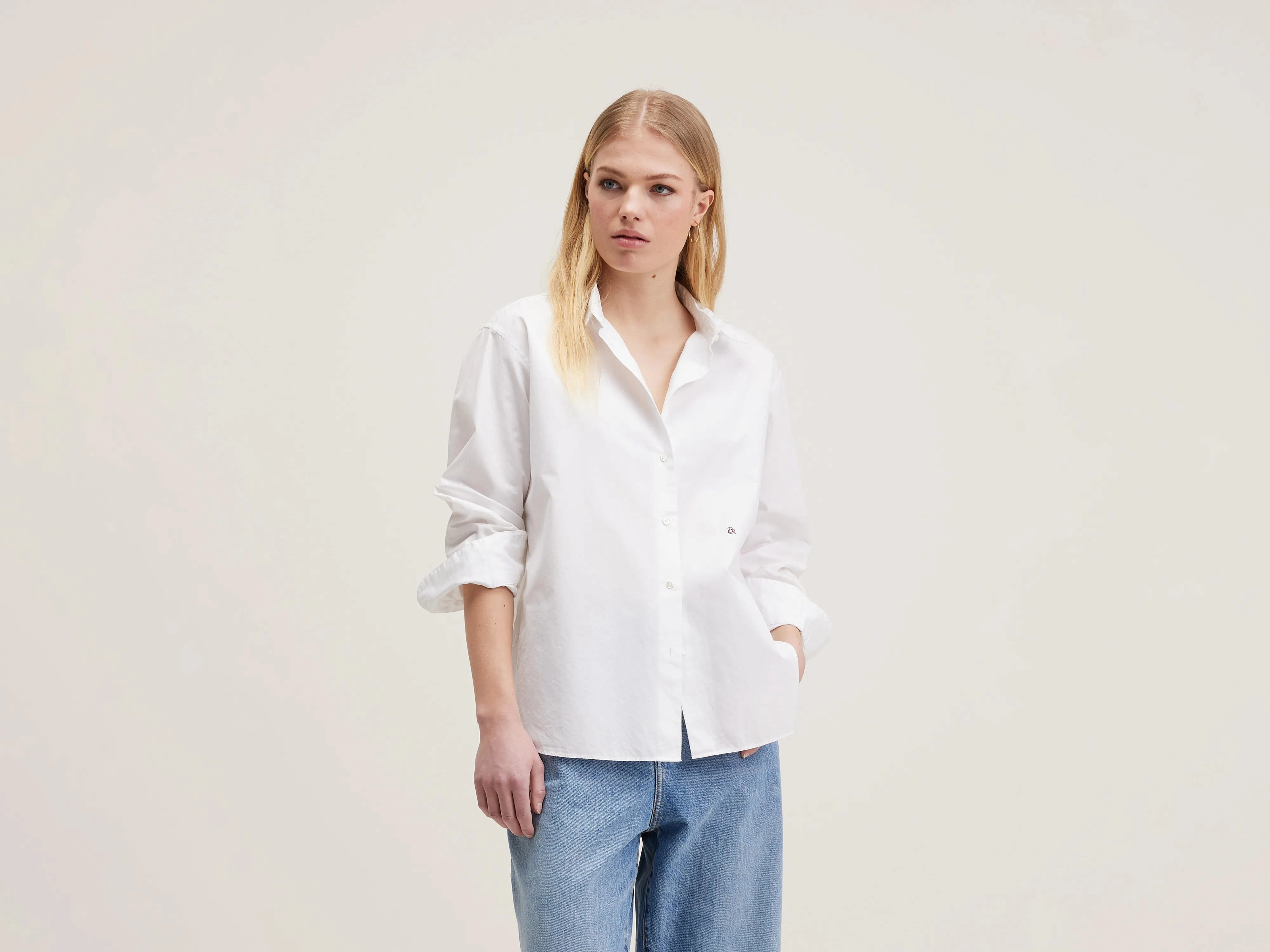 Gastoo poplin shirt (242 / W / WHITE) Cold Weather Gear product casual elegance blend