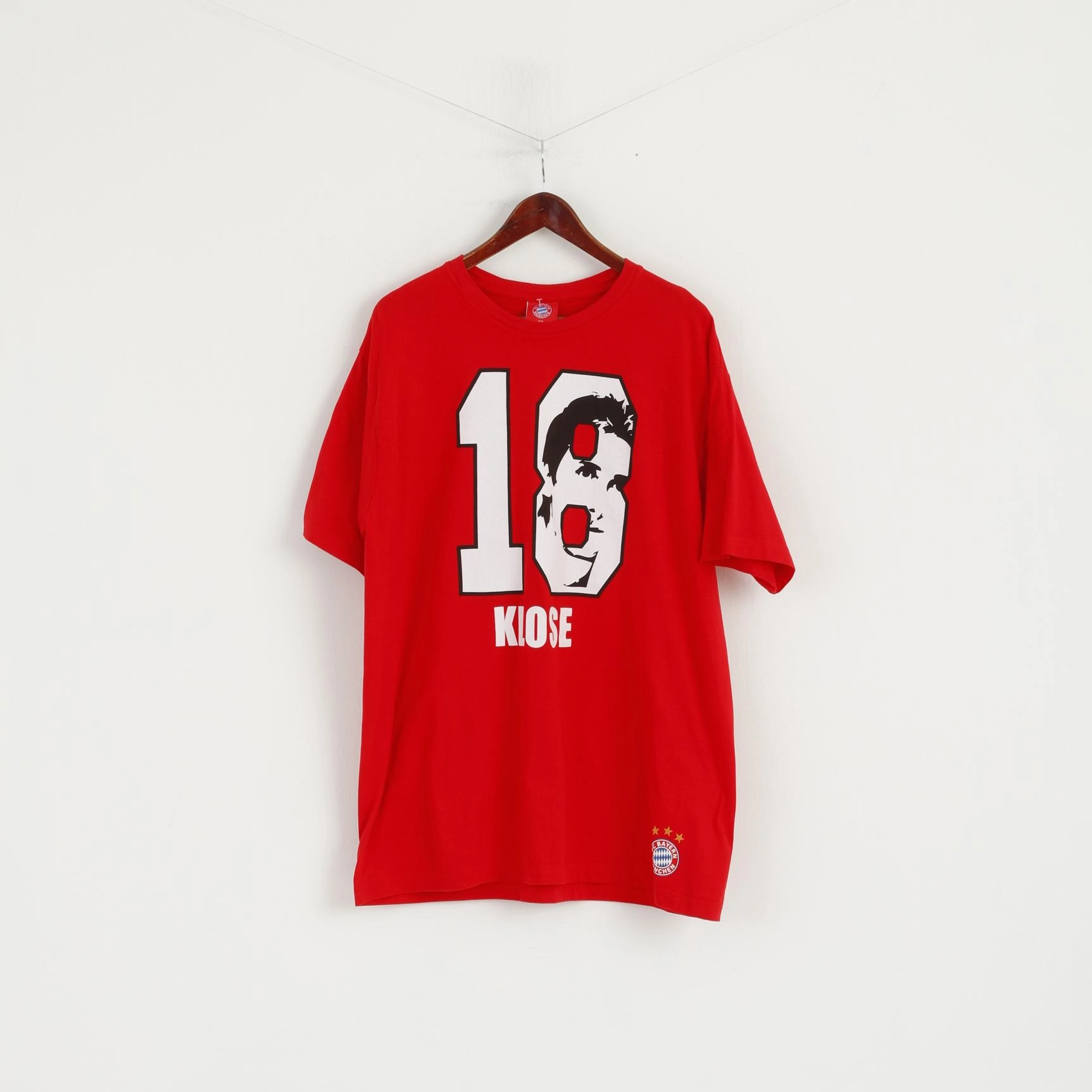 Raw Edge Hem Chic Outfit FC Bayern Munchen Men XXL T- Shirt Red Cotton # 18 Klose Football Sport Top