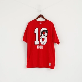 Raw Edge Hem Chic Outfit FC Bayern Munchen Men XXL T- Shirt Red Cotton # 18 Klose Football Sport Top
