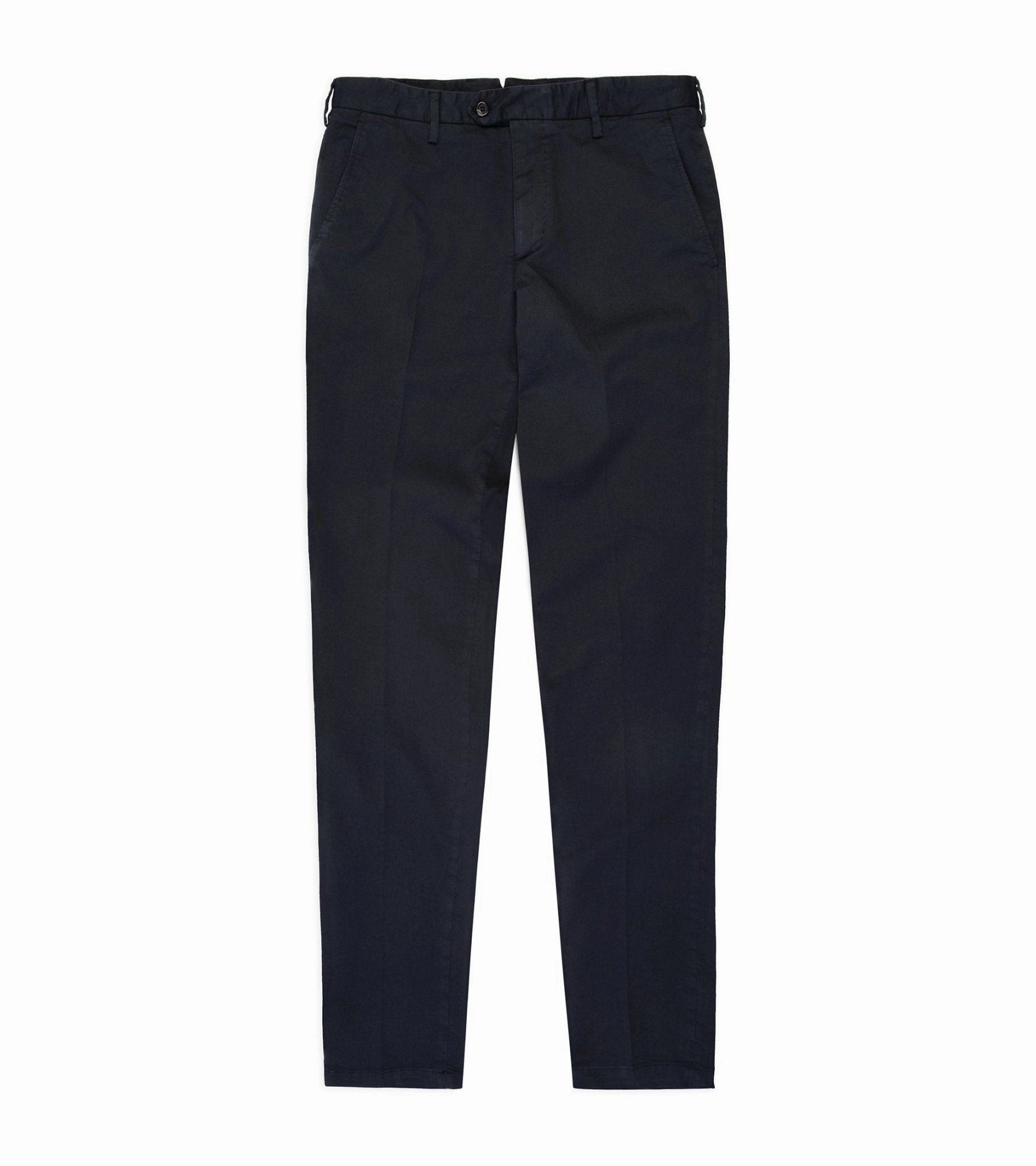 Water-resistant Trunk Welbeck Flat Front Cotton Trousers: Navy