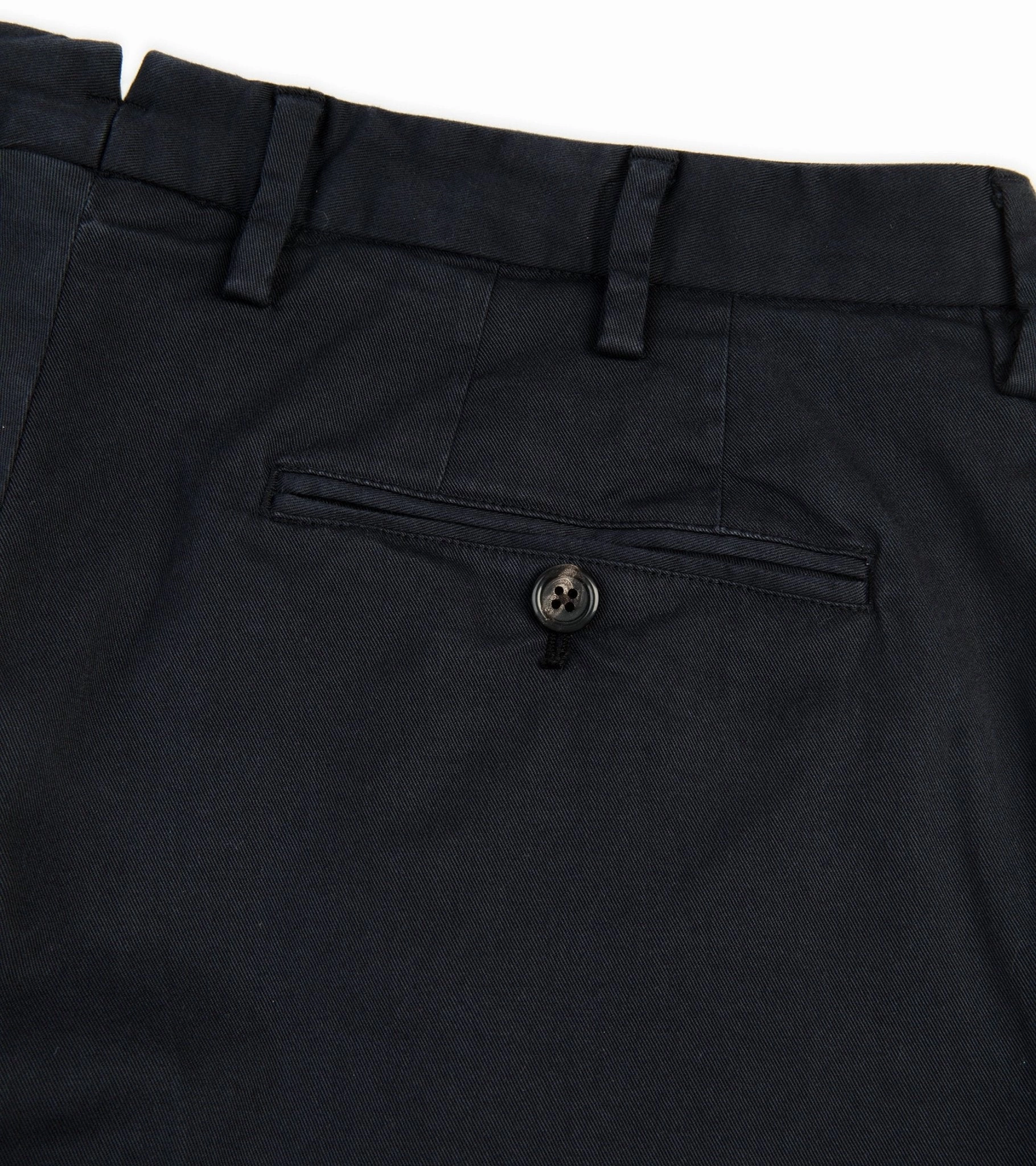 slim fit Trunk Welbeck Flat Front Cotton Trousers: Navy