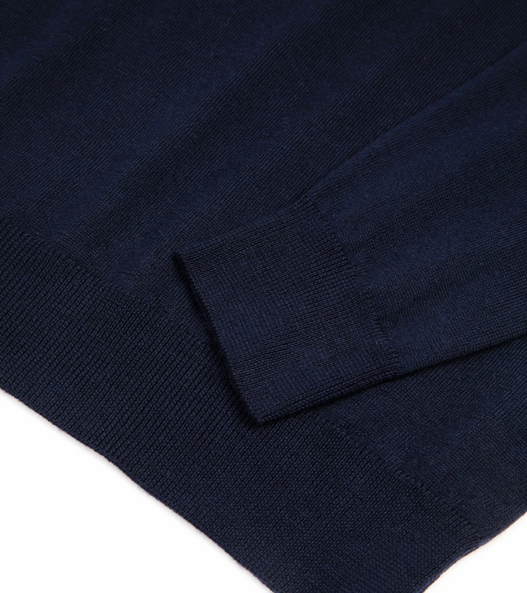 Rolled Cuffs Ethical Production Certified Trunk Enford Merino Knit Long Sleeve Polo Shirt: Navy