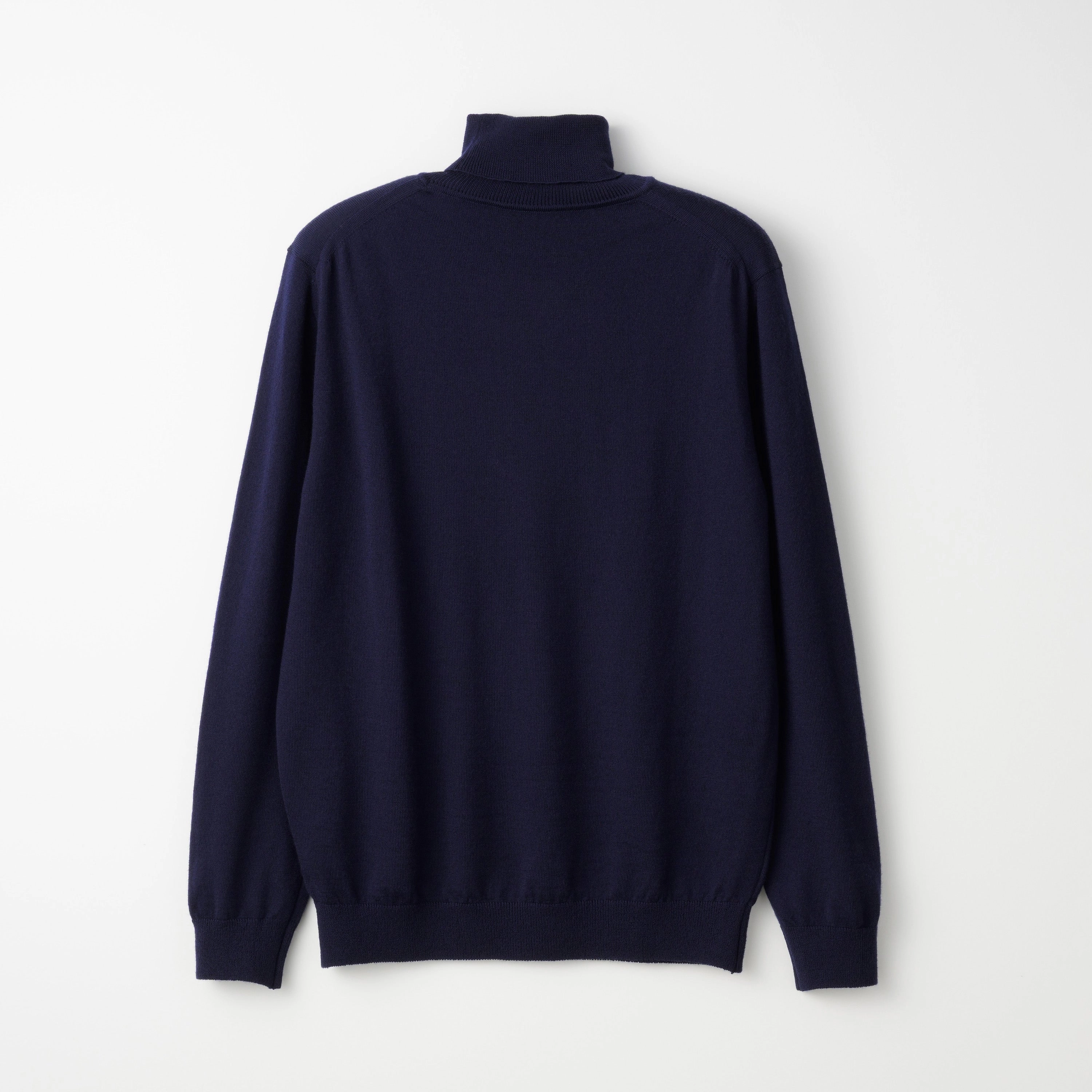 Hooded Neckline Option Mooncastle Lightweight Merino Roll Neck Sweater: Navy