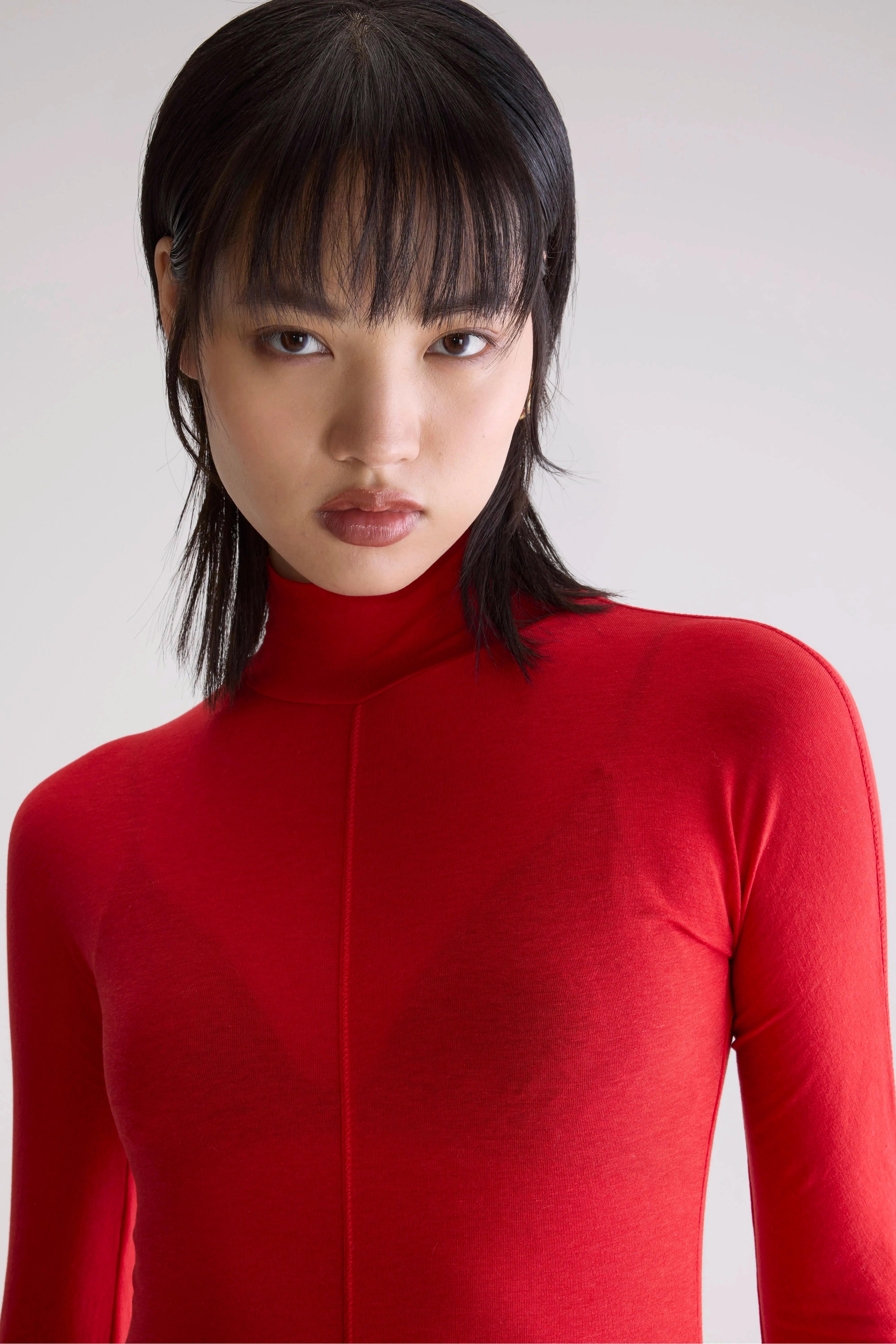 product ombre gradient Adjustable Hood Flawy turtle neck t-shirt (252 / W / SANGUINE)