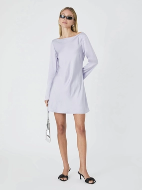Boho Mood Ennis Satin Longsleeve Mini Dress Lavender