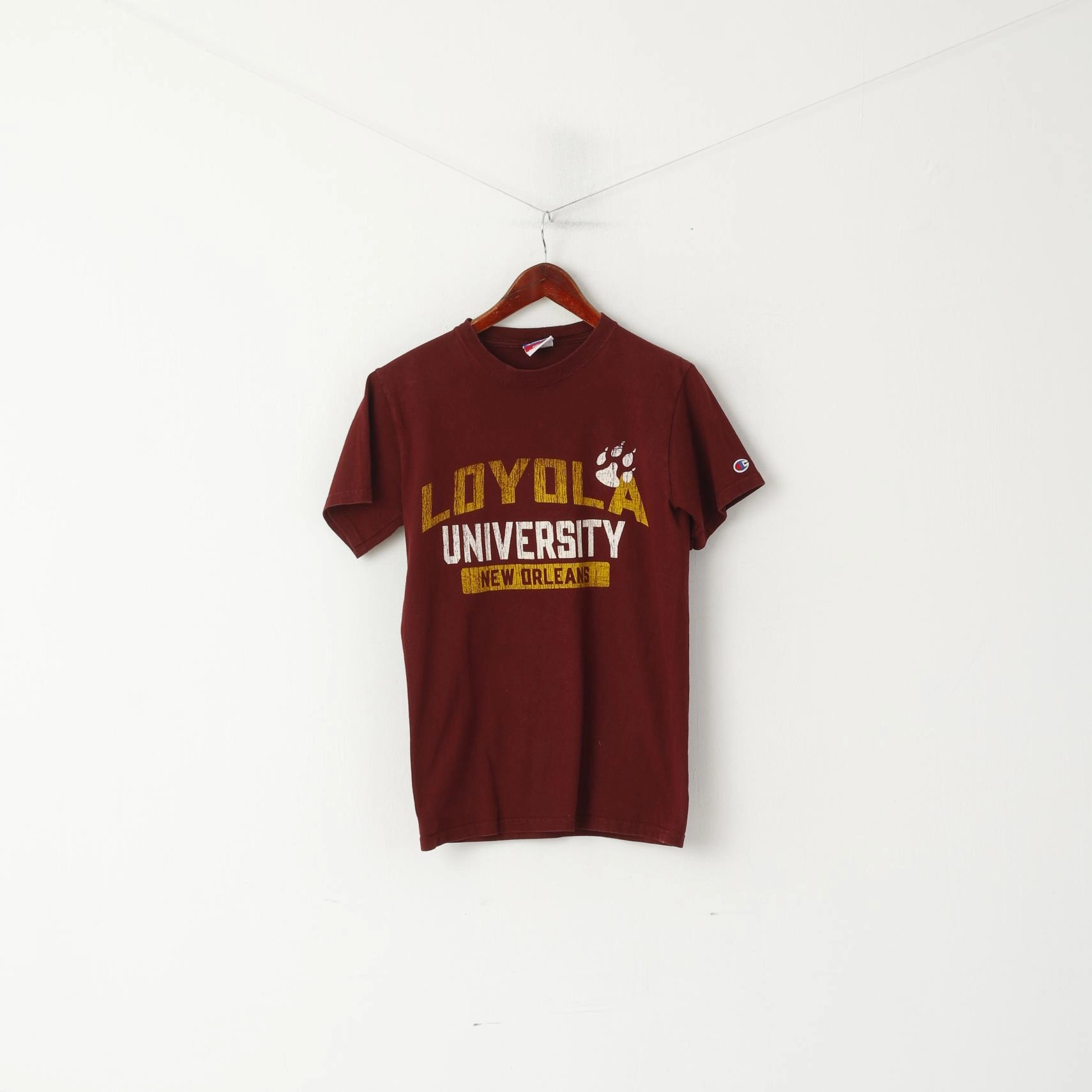 Casual Performance Fit Low Impact Manufacturing Champion Men S Shirt Maroon Cotton Loyola University New Orleans Graphic Sport Top