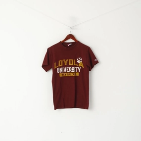 Casual Performance Fit Low Impact Manufacturing Champion Men S Shirt Maroon Cotton Loyola University New Orleans Graphic Sport Top
