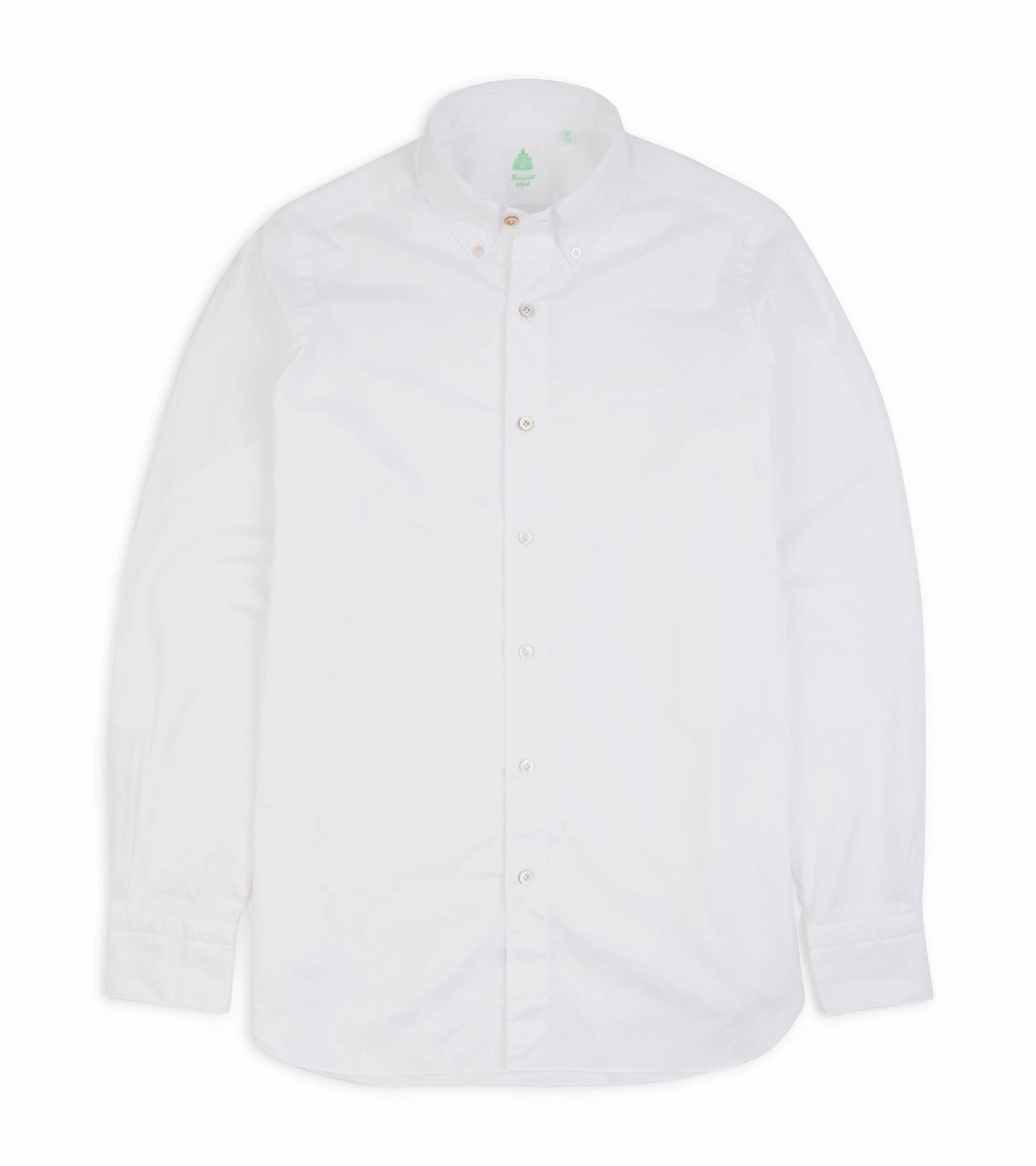 Finamore Gaeta Classic Cotton Leonardo Button Down Sport Shirt: Fine Oxford White Lightweight texture