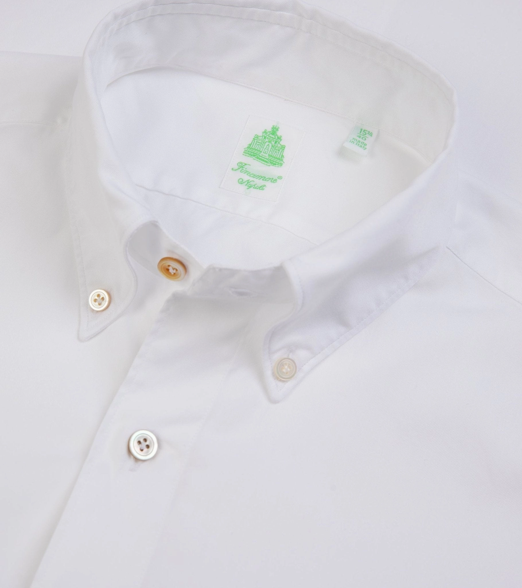 Flex Fit Collar Finamore Gaeta Classic Cotton Leonardo Button Down Sport Shirt: Fine Oxford White