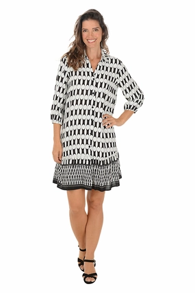 Trendy Vibe Op Art Collared Button-Front Dress