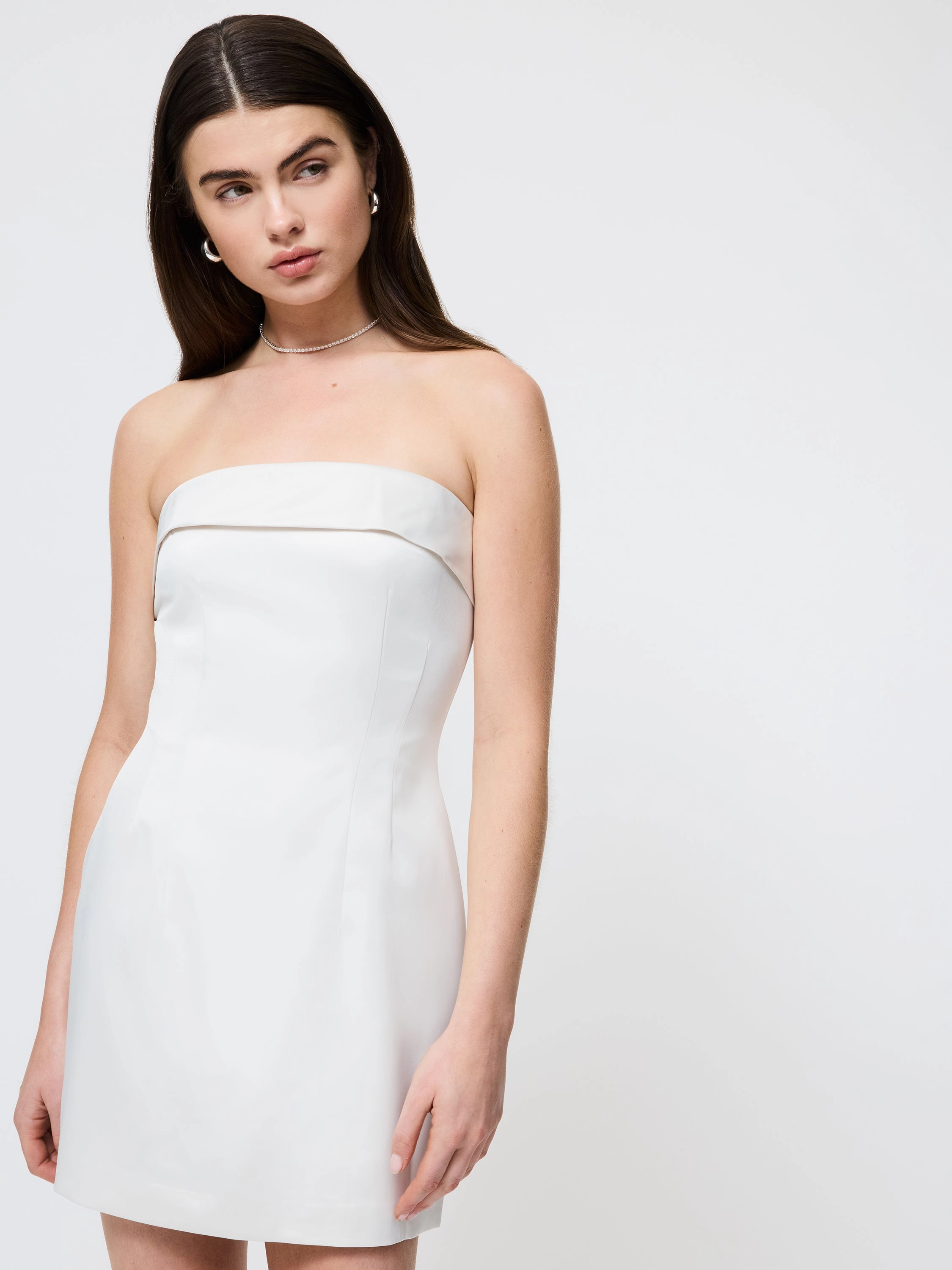 Lounge Outfit Structured Satin Strapless Dress